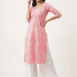 KALINI Leheriya Printed Thread Work Cotton Straight Kurta-picture-22