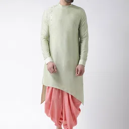KISAH Men Mint Green Solid Angrakha Kurta-picture-58