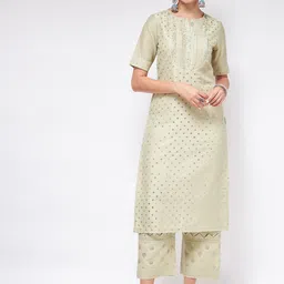 Pannkh Women Green Geometric Printed Kurta-picture-14
