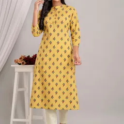 Kohsh Ethnic Motifs Printed Mandarin Collar Cotton Straight Kurta-picture-20