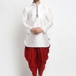 Benstoke Men White Kurta with Dhoti Pants-image-45