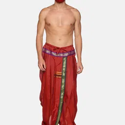 Sethukrishna Men Maroon Solid Dhoti Pants With Matching Mask-image-39
