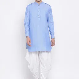 VASTRAMAY Men Blue Kurta with Dhoti Pants-image-88