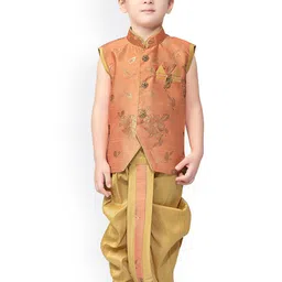 Jeetethnics Boys Orange Embroidered Angrakha Kurta with Dhoti Pants-38