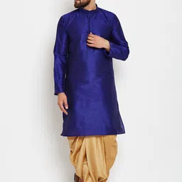 ROYAL KURTA Men Blue Kurta with Dhoti Pants-image-21
