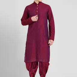 KISAH Men Magenta Kurta with Dhoti Pants-picture-29