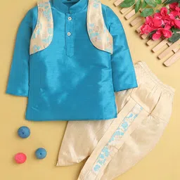 BAESD Boys  Mandarin Collar Straight Kurta With Dhoti Pants & Jacket-46