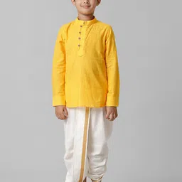 Ramraj Boys Mandarin Collar Kurta With Dhoti Pants & With Angavastram-picture-15