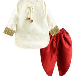 A T U N Girls Off White Regular Kurti with Dhoti Pants-image-19