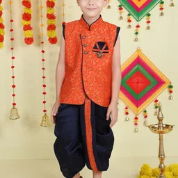 Jeetethnics Boys Printed Nehru Jacket With Dhoti Pants-picture-12