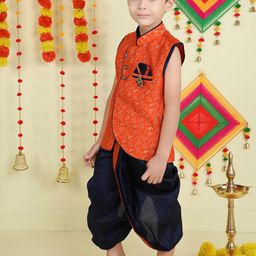 Jeetethnics Boys Printed Nehru Jacket With Dhoti Pants image 2