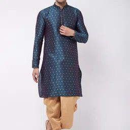 VASTRAMAY Men Woven-Design Straight Kurta With Dhotipant-picture-45