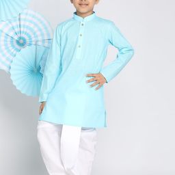 VASTRAMAY Boys Mandarin Collar Regular Kurta with Dhoti Pants-8