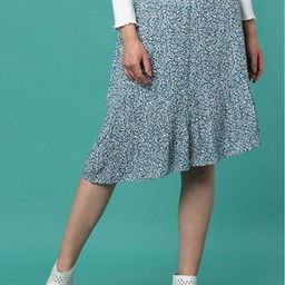 Aila Floral Printed A-Line Knee Length Skirt-image-79