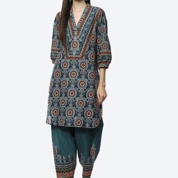 Biba Women Green Ethnic Motifs Printed Kurta with Salwar-21