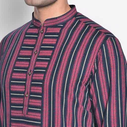 KISAH Men Red Printed Kurta with Dhoti Pants image 5