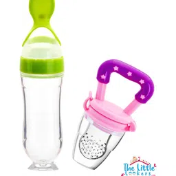 The Little Lookers Kids Green Solid Squeeze Food Grade Silicon Bottle Feeder & Fruit Pacifier-6