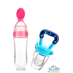The Little Lookers Kids Pink Solid Squeeze Food Grade Silicon Bottle Feeder & Fruit Pacifier-image-91