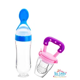 The Little Lookers Kids Blue Solid Squeeze Food Grade Silicon Bottle Feeder & Fruit Pacifier-image-83
