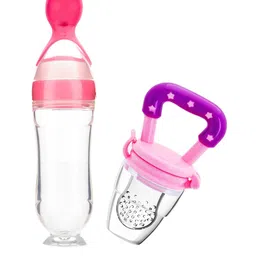 The Little Lookers Kids Pink Solid Squeeze Food Grade Silicon Bottle Feeder & Fruit Pacifier-image-79