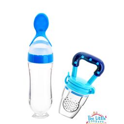 The Little Lookers Kids Blue Solid Squeeze Food Grade Silicon Bottle Feeder & Fruit Pacifier-image-81