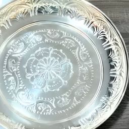 Sigaram Grey Textured German Silver Pooja Plate With Stand image 2