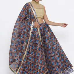 Silvermerc Designs Leheriya Printed Ready to Wear Lehenga & Unstitched Blouse With Dupatta-picture-17