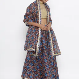 Silvermerc Designs Leheriya Printed Ready to Wear Lehenga & Unstitched Blouse With Dupatta image 4