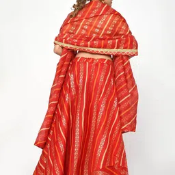 Silvermerc Designs Leheriya Printed Ready to Wear Lehenga & Unstitched Blouse With Dupatta image 2