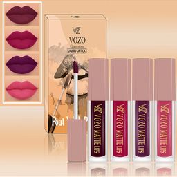 VOZO Set Of 4 Soft & Comfortable Matte Finish Liquid Lipsticks-102-106-201-203 image 1