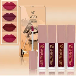 VOZO Set Of 4 Soft & Comfortable Matte Finish Liquid Lipsticks-101-102-103-105 image 1