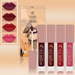 VOZO Set Of 4 Soft & Comfortable Matte Finish Liquid Lipsticks-102-103-104-203 image 1