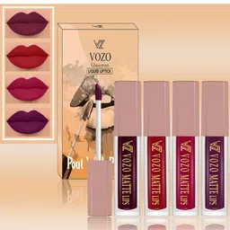 VOZO Set Of 4 Soft & Comfortable Matte Finish Liquid Lipsticks-102-104-105-201 image 1