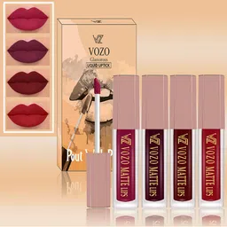 VOZO Set Of 4 Soft & Comfortable Matte Finish Liquid Lipsticks-101-102-103-104 image 1