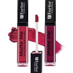FORFOR Set Of 2 Matte Me Ultra Smooth Liquid Lipsticks - Rose Red+Maroon-31