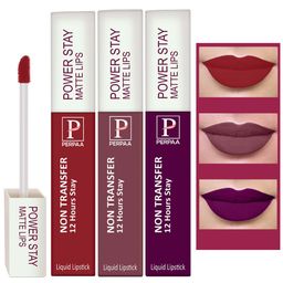 PERPAA Set of 3 Power Stay Non-Transferable Matte Liquid Lipsticks with Vit E - 5ml Each-36