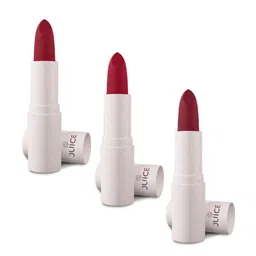 JUICE Set Of 3 Kiss Sensation Matte SPF15 Lipstick 4g Each - Red Rebel-Red Carpet-Flamingo-82