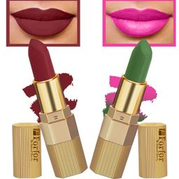 FORFOR Set of 2 Xpression Stick Longwear Matte Lipstick- Cherry Red 304 & Natural Pink 305-15