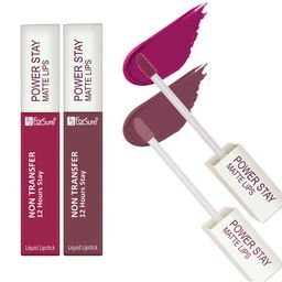 ForSure Set of 2 Power Stay Non Transfer 12Hrs Stay Liquid Lipstick 4 ml each - 10 & 22-27