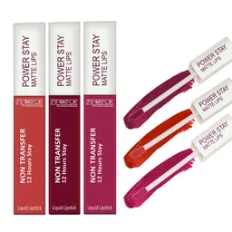 FORFOR Set of 3 Power Stay Non-Transfer & Waterproof Liquid Matte Lipstick - 5 ml each-77