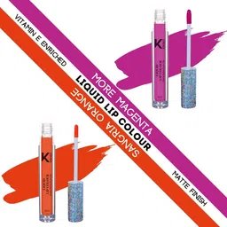 KINDED Set of 2 Vitamin E Matte Liquid Lip Colour 6ml each - More Magenta & Sangria Orange-15