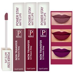PERPAA Set of 3 Power Stay Non-Transfer Liquid Matte Lipstick 5ml - Shades 03 + 09 + 23-17
