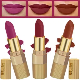 FORFOR Xpression Set Of 3 Stick Matte Lipsticks-Brown Nude 301-Magenta 302-Cherry Red 304-11