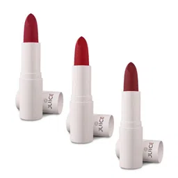JUICE Set Of 3 Kiss Sensation Matte SPF15 Lipstick 4g Each - Red Rebel-Red Addict-Marooned-80