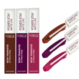 FORFOR Set Of 3 Power Stay Liquid Matte Lipsticks - Berry Wine+Pink Blush+Cocoa Brown-5