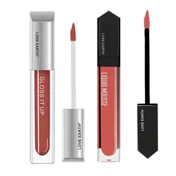 LOVE EARTH Liquid Mousse & Gloss It Up Set Of 2 Lipstick & Lip Gloss-13