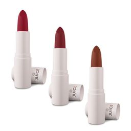 JUICE Set Of 3 Kiss Sensation Matte SPF15 Lipstick 4g Each- Red Rebel-Marooned-Light Brown-89