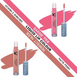 KINDED Set of 2 Vitamin E Matte Liquid Lip Colour 6 ml Each - Barbie Pink & Perfect Nude-4