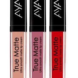 AYA True Matte Set Of 3 Ultra Smooth Matte Lip Creams 6 ml Each - Pink - Red - Brown Nude-18