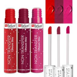 ForSure Set of 3 Stay Matte Non Transfer 12 Hours Stay Liquid Lipstick - 2.5ml Each-35